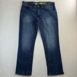 Lee Extreme Motion Regular Bootcut Jeans Men 40x32 Blue Faded Stretch Whiskered